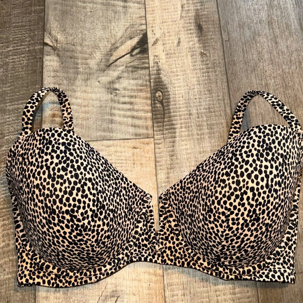 Shade & Shore Leopard Print Push-Up Bra in Beige and Black